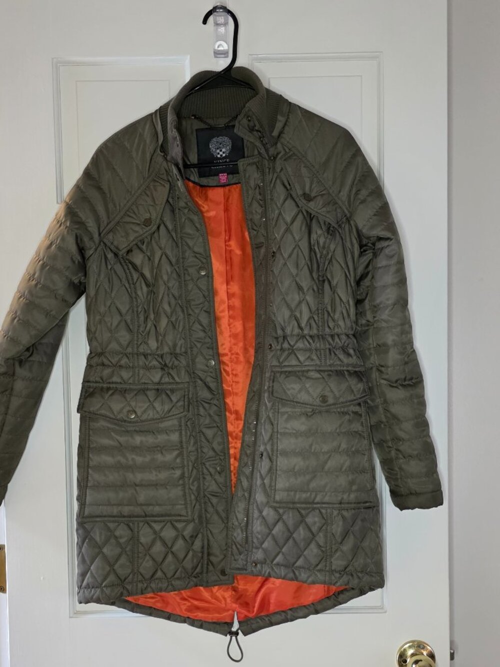Vince Camuto Olive Quilted Lightweight Jacket Women's XS Orange Lined